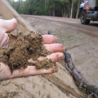 Hand holding soil